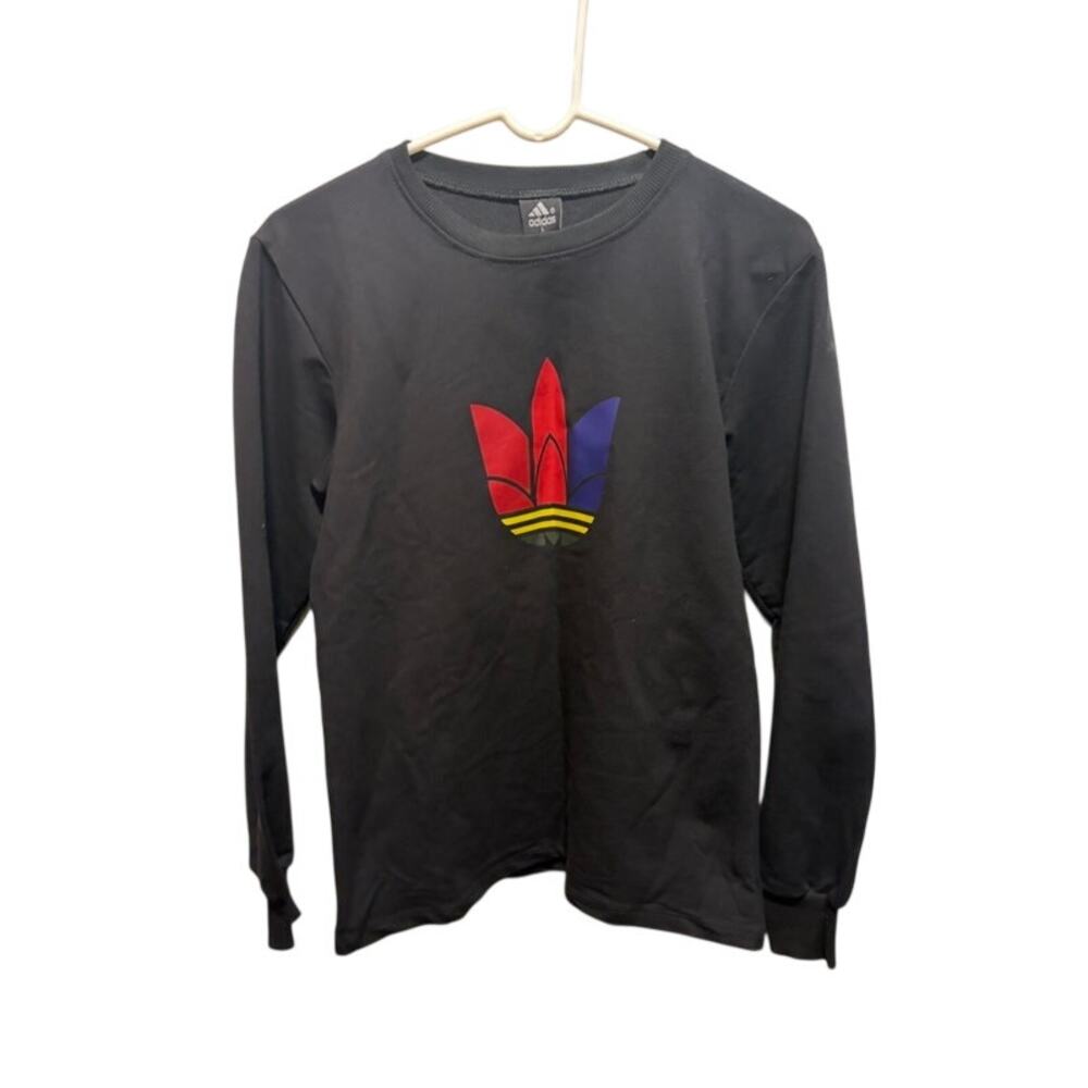 Adidas Boys Large Long Sleeve Shirt NWT Black Multicolor Graphic Performance